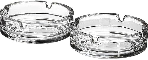 Aschenbecher aus Glas, rund, 10 cm, 2 Stück