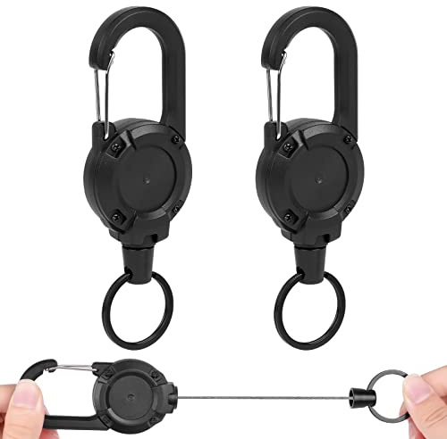 Vicloon Einziehbarer Schlüsselanhänger, 2pcs Schlüsselband ausziehbar | Strapazierfähiger einziehbarer Schlüsselanhänger mit 80 cm Stahlkordel für ID Badge Holder, Kartenhalter, Schlüsselkarten