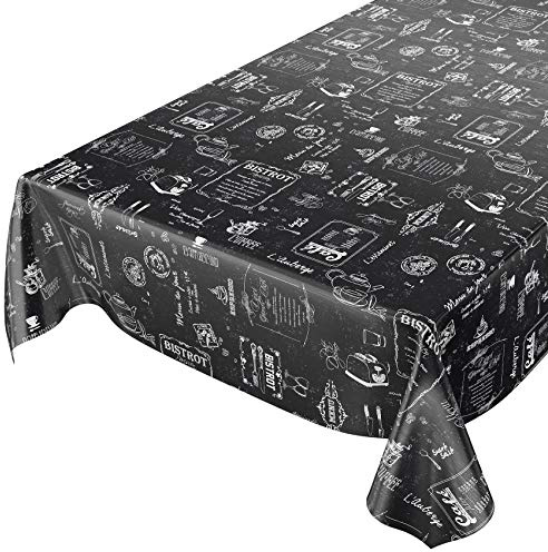 ANRO Wachstuchtischdecke Wachstuch Wachstischdecke Tischdecke abwaschbar Schwarz Bistro Retro Modern 100x140cm