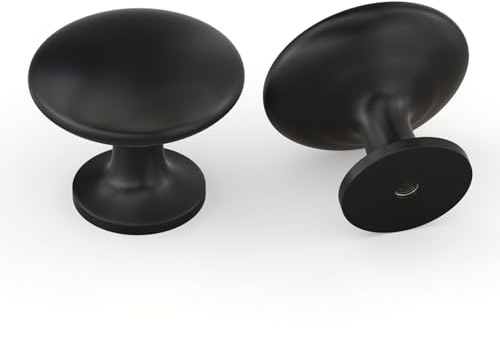 LONTAN 10 Stück Küchenknöpfe Schwarz Modern - Möbelknöpfe, Schrankknöpfe, Türknopf, Schubladenknopfe für Schlafzimmer, Badezimme