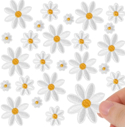 36 Stück Gänseblümchen Flicken Zum Aufbügeln Bügelflicken Blumen Patches Zum Aufbügeln Bügelbilder Für Textilien Aufbügel Aufnäher Applikation Für Kleidung Jacken Jeans Schuhe Und Rucksäcke（3 Größen）