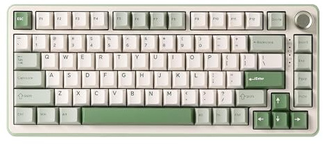 YUNZII B75 PRO Kabellose Mechanische Tastatur, 75% Gaming Tastatur, BT/Type-C/2.4G,Hot Swap Dichtung Keyboard mit Drehknopf, Vorgeschmierte Schalter RGB, QWERTY (Matcha Green, Cocoa Cream V2 Switch)
