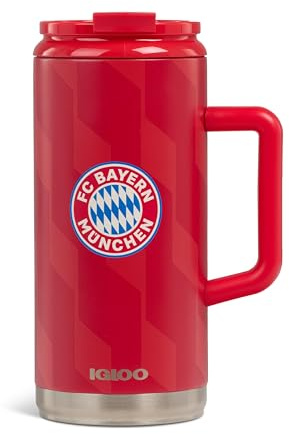 Igloo FC Bayern München Bierkrug 1L – Edelstahl‑Thermobecher, doppelwandig, robust & auslaufsicher – Offizieller Fanartikel für Stadion, Büro, Camping & Outdoor‑Events