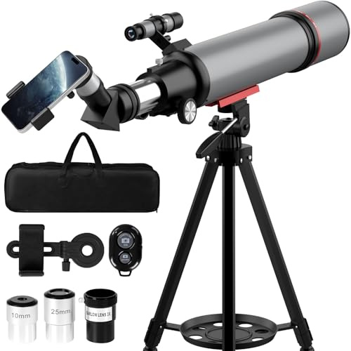 Aurosports Astronomie Teleskop Erwachsene - 90mm Aperture 600mm Refraktor Teleskop - Teleskope inklusive Linsen Handyhalterung Tragbares Stativ
