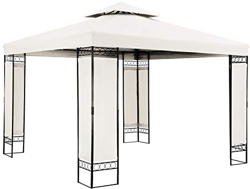 CASARIA® Pavillon Lorca 3x3m Metall Wasserabweisend UV-Schutz 50+ mit Seitenteile Stabil Gartenpavillon Luxus Modern Creme