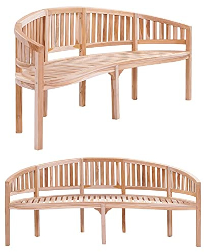 Ailgely Bananenbank, Sitzbank aus Teak-Holz, Gartenbank, aus Massivholz, für Garten & Balkon 200 cm