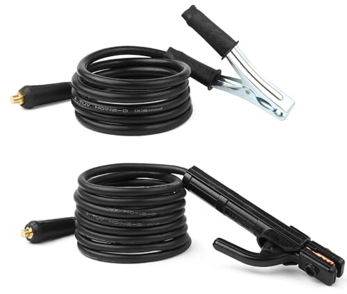 Tobewan 16mm² 2+3meter Schweißelektrodenhalter mit Kabel und Schweißerdungsklemme mit Kabel,300 A Schweißgerät,schnelle Verbindungen,10-25 Schnellverbinder,effizient für Schweißarbeiten