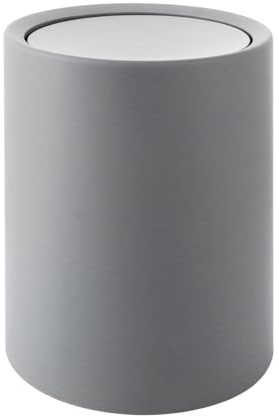 YAYODS Schwingdeckeleimer Bad 8L - Mülleimer Bad Grau - 26x22x16.5cm Abfalleimer mit Deckel - BPA-frei Kosmetikeimer Schwingdeckel - Plastik Abfallbehälter fürs Bad,Badezimmer, Küche, Büro