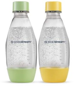 SodaStream 0,5L Kunststofflasche - kompatibel mit TERRA, GAIA, ART, ENSO, DUO, E-DUO Wassersprudler, spülmaschinengeeignete Wasserflasche, BPA-freie Sprudelflasche, Farbe: gelb & grün, 2er-Pack
