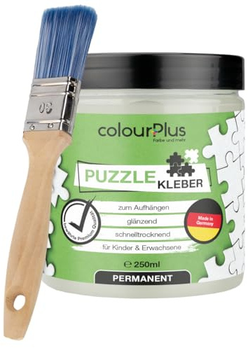 colourPlus® Puzzlekleber (250ml XL Puzzle Glue) hochtransparenter Puzzle Conserver - Kinder und Erwachsenen Puzzle kleben - Puzzlekleber Set - Puzzle fixieren - Made in Germany