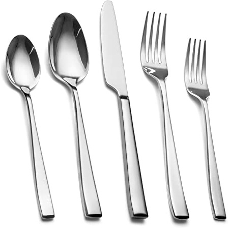 Besteck Set 6 Personen, EIUBUIE 30-teiliges Hochwertiges Edelstahl Essbesteck mit Einzigartigen Griffen, Modernes Spiegelpoliertes Besteckset, Spülmaschinenfestes Geschirrset mit Messer Gabel Löffel