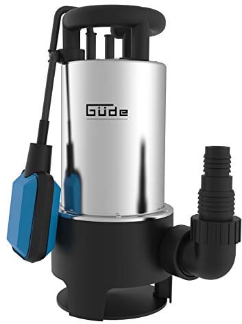 Güde Schmutzwassertauchpumpe GS 1103 PI (1100 W, Fördervolumen: 20.000 l/h, max. Förderhöhe: 8 m, max. Eintauchtiefe: 7 m, Laufrad aus Noryl, Edelstahlmantel & -welle, Thermoschutz, Schwimmerschalter)