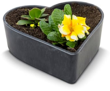 matches21 wetterfeste Pflanzschale Herz für draußen - große Dekoschale in schwarz marmoriert als Blumen-Schale - Garten-Deko Schale in 20 cm für Blumen oder Friedhof Grabschale als Grab-Schmuck