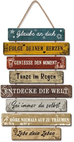 CHDITB Insirierende Wanddeko Wandbild,Motivierende Familienregeln Lebenseinstellung,Schild Familie,Schilder Mit Sprüchen Glaube an Dich, Sei Immer Du Bist,Plankenschild Familienschild Wandekoration