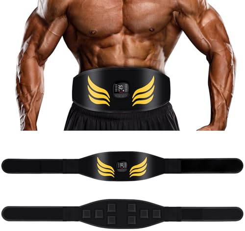 Relassy EMS Bauchmuskeltrainer,Bauchmuskeltrainer Elektrisch mit 10 Modi und 30 Intensitäten,USB-Wiederaufladbarer Tragbarer EMS Trainingsgerät, mit Nzeige des Kalorienverbrauchs,EMS Bauchtrainer