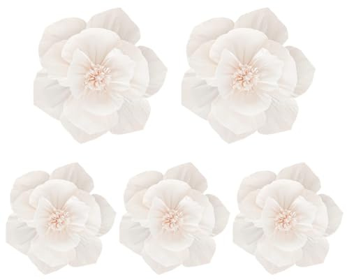 FSSTUD 5 Stück große Seidenpapierblumen, große Krepppapierblumen, Brautparty, Pompons, Hochzeit, Party, Papierblumen, Wandbehang, Babyparty, Blumen
