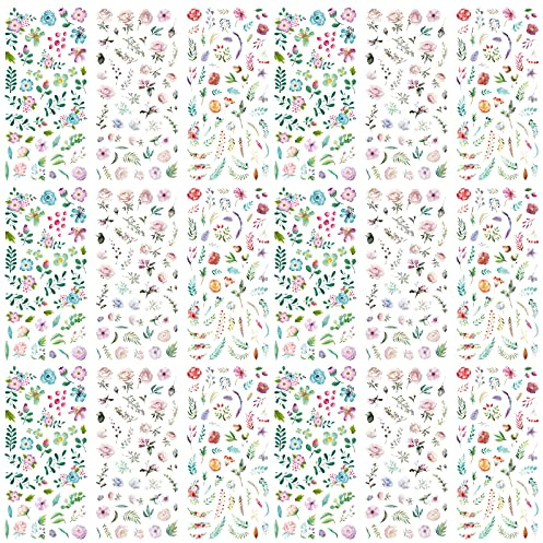 18 Blatt Washi-Aufkleber, farbig, Blattmotiv, selbstklebend, Notizbuch, Basteln, für Scrapbooking, Fotoalbum, selbstklebend, Buch, Album, Tagebuch, Kalender, Dekoration