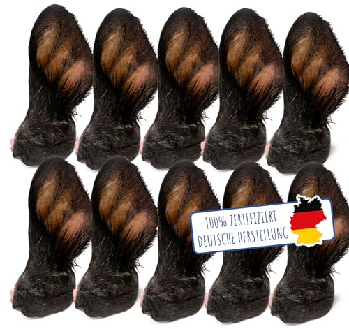 MERVELA Rinderohren mit Fell für Hunde | 10 Stück | Qualität aus Deutschland | 100% natürliche Kauartikel | getrockneter Kausnack ohne Zusatzstoffe