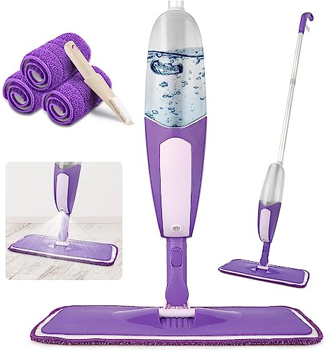 Bodenwischer mit Sprühfunktion: Wischmopp Sprühwischer für Bodenreinigung | Spray Floor Mop Wischer mit 3 Waschbaren Pads,550ml Nachfüllbarer Flasche,für Laminat, Holz, Keramik, Fliesen, Boden