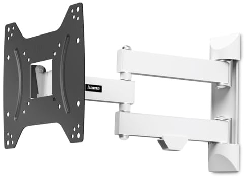 Hama TV Wandhalterung schwenkbar, neigbar, ausziehbar, 19-48 Zoll, bis 20kg | TV Wandhalter schwarz/weiß, VESA 75x75 bis VESA 200x200, 3 Gelenke, mit fischer-Dübeln & Montageanleitung