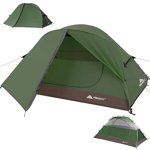 Forceatt Zelt für 2 und 3 Personen in 4 Jahreszeiten | Ultraleicht für Camping, Rucksackreisen, Wandern und andere Outdoor-Aktivitäten | Doppeltüren,Wasserdicht, einfach aufzubauen und zu tragen.