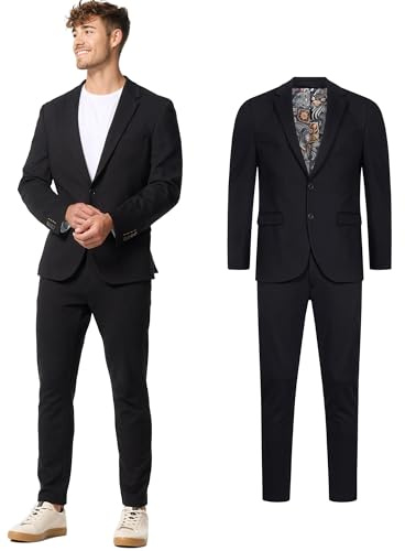 JEFF Herren JFEzra Anzug Set 2-teilig Anzugjackett und Hose Herrenanzug | Klassischer 2-teiliger Anzug mit Stretch in Regular Fit, Herrensakko, Anzughose, Businessanzug, Hochzeitsanzug für Männer
