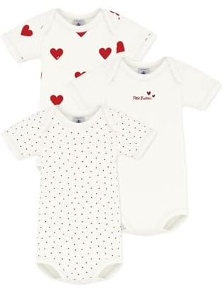 Petit Bateau Baby - Mädchen A00bb Kurzarm-Body mit Streifen (3er Pack)
