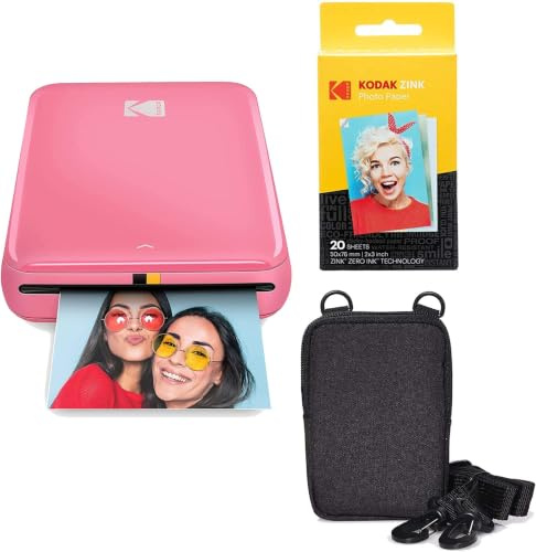 KODAK Step Printer Drahtloser mobiler Fotodrucker mit Zink-Technologie (Rosa) Reiseset