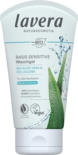 lavera basis sensitiv Waschgel Bio Aloe Vera & Jojoba ∙ Belebt & erfrischt ∙ Vegan Bio Pflanzenwirkstoffe Naturkosmetik Natural & innovative Gesichtsreinigung ,125 ml (1er Pack)
