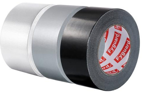 Fyguard 3er Rolle Panzertape, 48mm x 18m Wasserdichtes Reparaturband 210μ Gewebeband Schwarz Klebeband für Innen Außen Haushalt Gärten Baustellen