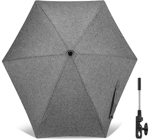 UPF 50+ Sonnenschirm Sonnenschutz für Kinderwagen & Buggy, Durchmesser 78 cm, Kinderwagen Regenschirm mit Verstellbarer Universeller Klemme, UV Schutz, für Rund- und Ovalrohre