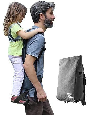 HOMB - Rucksack mit Rückentrage - Leichteste Soft-Kraxe - Kindertrage Rücken bis 25 kg - Kindertrage Wandern ab 2 Jahren - Tragerucksack - Grau-Meliert