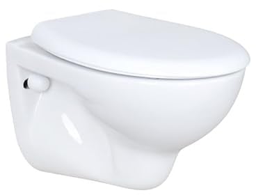 Wand Hänge-WC - Tiefspüler aus Sanitärkeramik, inkl. Soft-Close Deckel (Absenkautomatik), wandhängend & platzsparend, waagerechter Abgang, 35×36×50 cm, Weiß