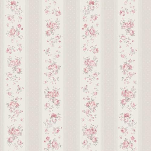 A.S. Création Tapete Floral Greige Weiß Rot Maison Charme 390694 - Vliestapete Pünktchen - 10,05 m x 0,53 m Made in Germany