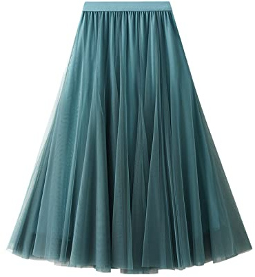Daysskk Damen A Linie Tüllrock Maxirock Mit Elastischer Taille Lang Einheitsgröße