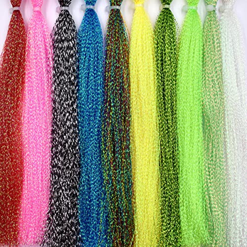 10/12 Packs Mehrere Farben Kristall Flash Line für Fliegenfischen Fliegen Binden Materialien (B-Mehrere Farben -10 Packs)
