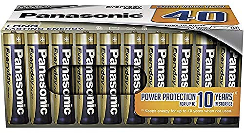 Panasonic Everyday Power, AAA Alkaline Batterien, 40er Pack, plastikfreie Verpackung, Micro/LR03, Amazon Exclusive