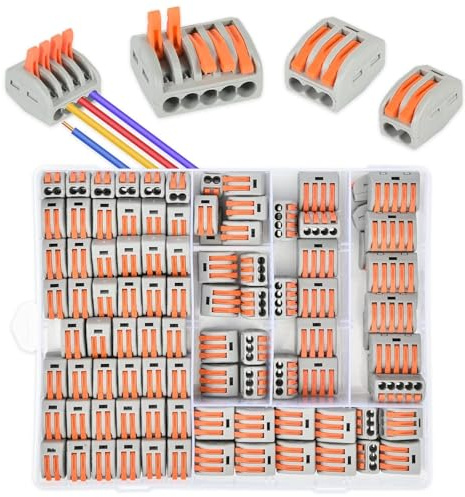 Kabelverbinder,160 Stück Klemme mit Betätigungshebel,PCT – 212 (110 Stück),PCT – 213 (30 Stück),PCT – 214 (10 Stück),PCT – 215 (10 Stück) Verbindungsklemme,Frei Kombiniert Werden für Feste Kabe