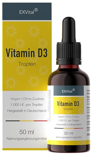 Vitamin D3 Tropfen – 25 μg - Laborgeprüft - 50ml - In MCT-Öl aus Kokos - Hochdosiert & in Premiumqualität, vegan