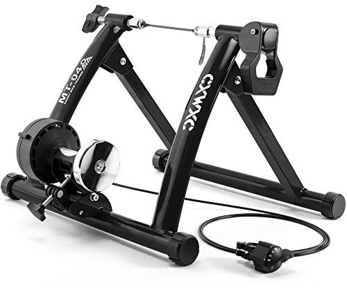 CXWXC Fahrrad Rollentrainer, Klappbar Stahl Bike Trainer mit Schnellspanner Vorderradunterlage Radtrainer für 26-29 Zoll Fahrradtraining Fahrradfahren Zuhause Indoor