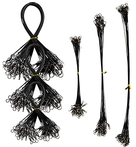 GIAK Stahlvorfächer Edelstahl Vorfacher mIt Karabinerhaken | Edelstahlwirbe 72 Pcs 15/20/25 cm Jeder 24Pcs für Raubfische Hidden Hauptschnur