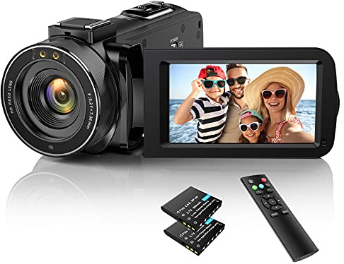 Videokamera Camcorder 1080P 30FPS 36MP Vlogging Kamera Recorder für YouTube, Digital Camcorder mit IR Nachtsicht 3.0 '' IPS-Bildschirm 16X Digital Zoom, Digitalkamera mit Fernbedienung, 2 Batterien