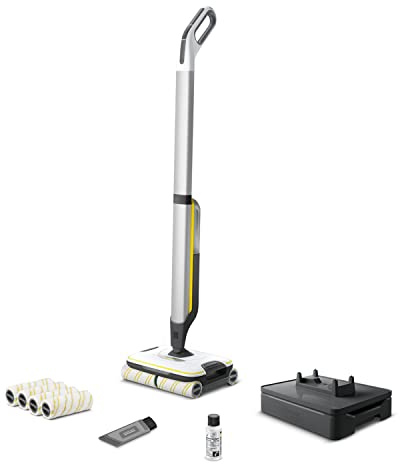 KÄRCHER Hartbodenreiniger FC 7 Cordless Extra, kabelloser Bodenreiniger mit 4 rotierenden Mikrofaserwalzen, Akkulaufzeit: ca. 45 min, Flächenleistung pro Akkuladung: ca. 135 m², exklusiv bei Amazon