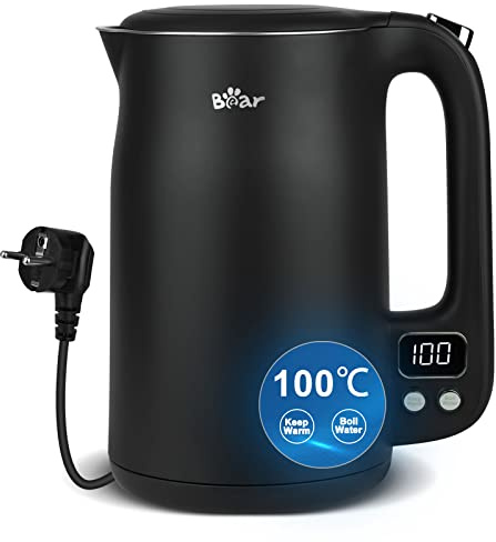 Bear 1.7L 304 Edelstahl Mit 11 Temperaturen Wasserkocher,1800w Trockenaufschutz, Doppelter Verbrühungsschutz, Bpa Frei, Lcd Anzeige Precision Control, Temperatureinstellung (40°C-100°C)