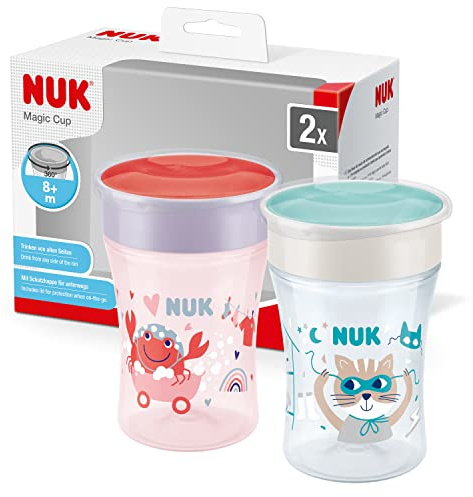 NUK Magic Cup Trinklernbecher | 8+ Monate | 230 ml | auslaufsicherer 360°-Trinkrand | rot | 2 Stück