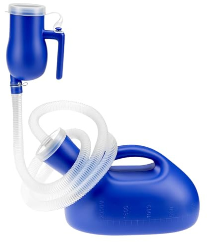QWORK® Urinflaschen für Männer, tragbare Urinflaschen für Männer, mit 1.6 m Schlauch, 2000 ml, für Reisen, Krankenhaus