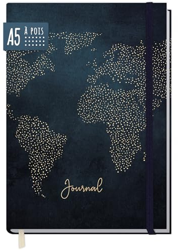 paper&you® dotted Journal A5 mit Gummiband Travel the World 156 Seiten, Notizbuch gepunktet, Tagebuch - nachhaltig & klimafreundlich