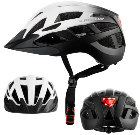 Dunlop Sports Fahrradhelm mit Licht - Sofort gesehen Werden - Ultraleichter Spezial Damen Herren Kinder Fahrrad Helm Visier und Rücklicht für hohe Sicherheit - Urban