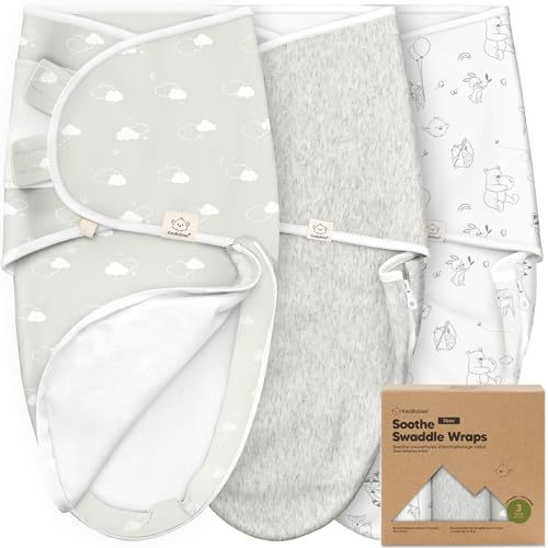 3er-Pack Pucksack Baby 0-3 Monate mit Reißverschluss - Bio-Baumwolle Baby Wickeltücher für Neugeborene, Mädchen, Jungen, Weicher und Strapazierfähiger Swaddle zum einfachen Windelwechseln (Aspire, OS)