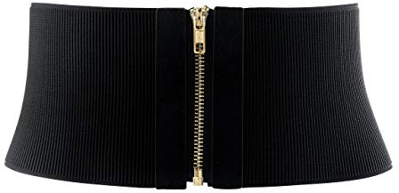 CHIC DIARY Breiter Taillengürtel Damen Elastischer Hüftgürtel mit Reißverschluss Stretchgürtel Kleid Hemd Dekorativ Gürtel
